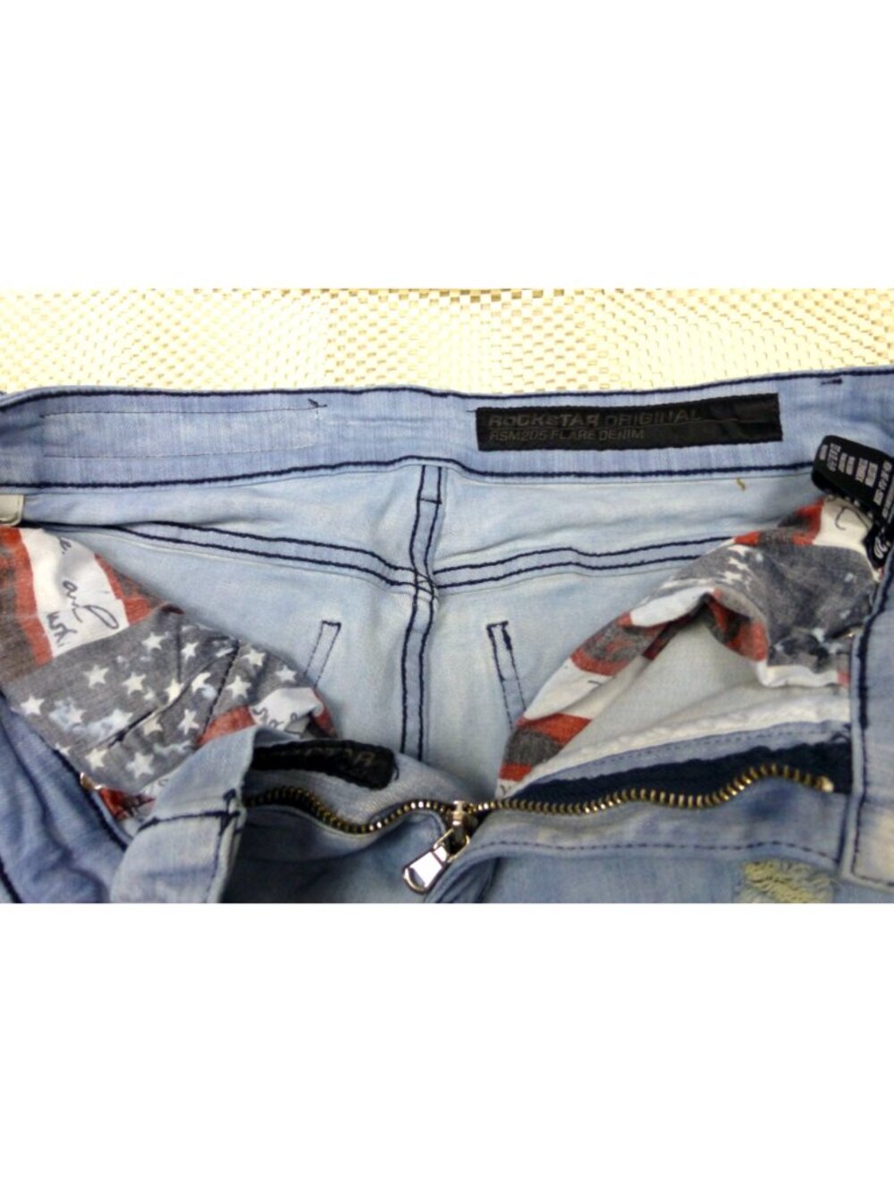Rockstar Original Trashed Light Blue Distressed Flare Jeans RSM205 30x36 Cargo P - Picture 3 of 16